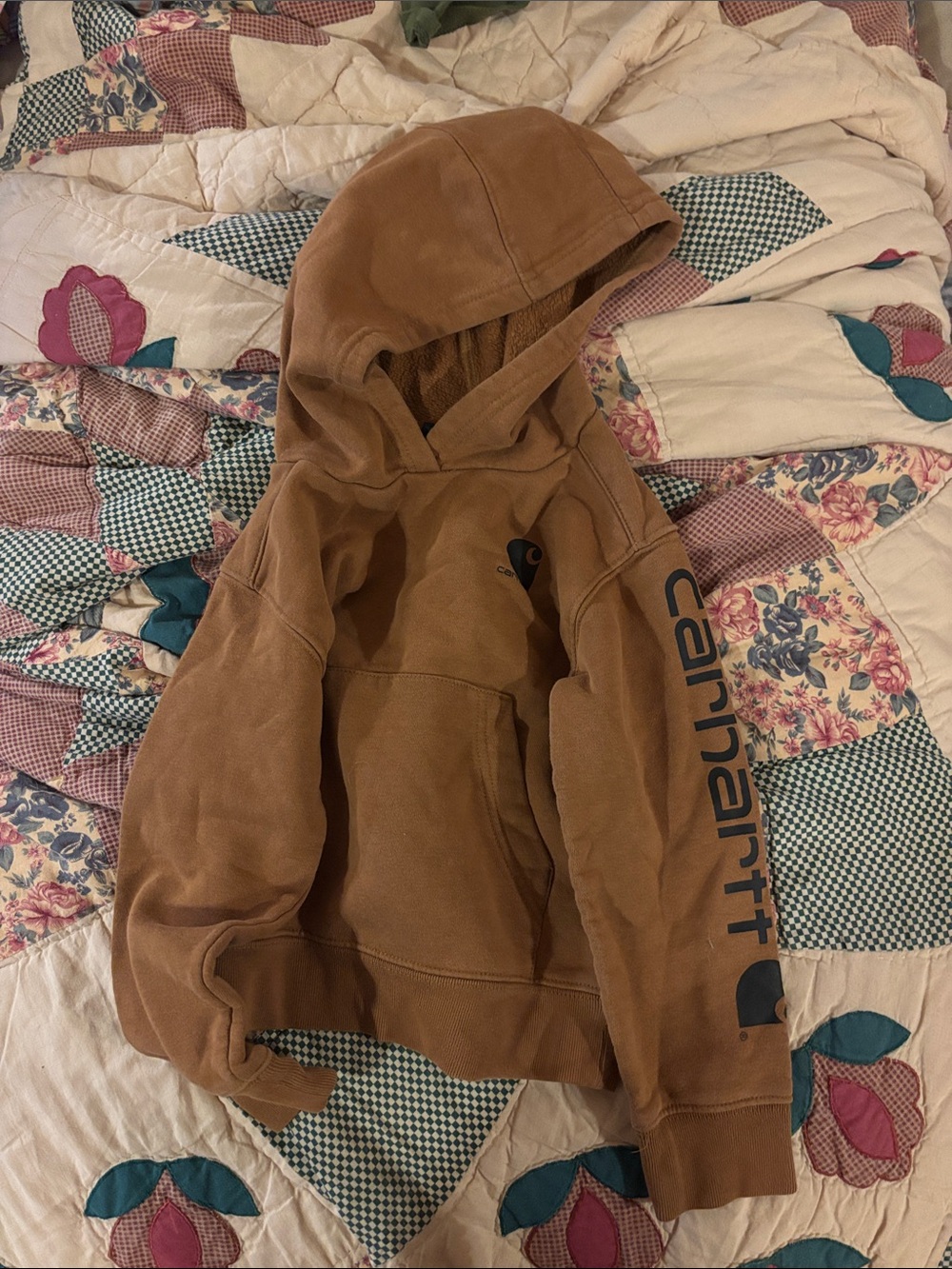 Carhartt Kids Brown Hooded Puffer-Style Sweatshirt